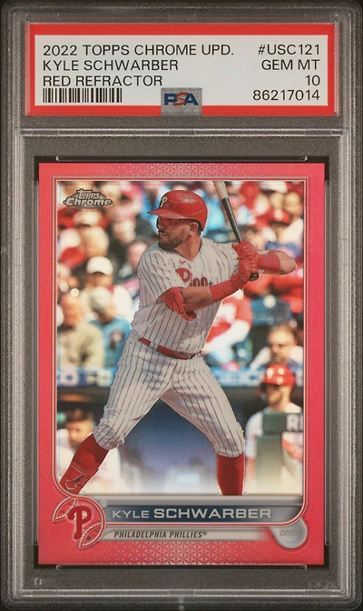 2022 Topps Chrome Update Usc121 Kyle Schwarber Red Refractor PSA 10