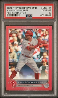 2022 Topps Chrome Update Usc121 Kyle Schwarber Red Refractor PSA 10