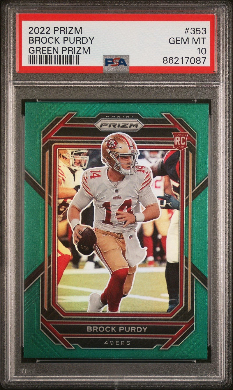 2022 Panini Prizm 353 Brock Purdy Green Prizm PSA 10