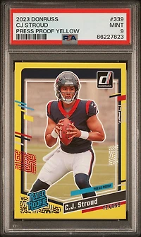 2023 Panini Donruss 339 Cj Stroud Press Proof Yellow PSA 9