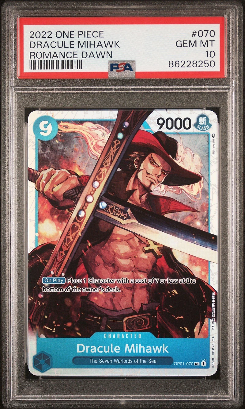 2022 One Piece Romance Dawn 070 Dracule Mihawk PSA 10
