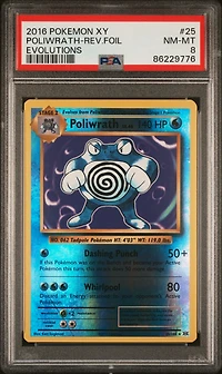 2016 Pokemon Xy Evolutions 25 Poliwrath-reverse Foil PSA 8