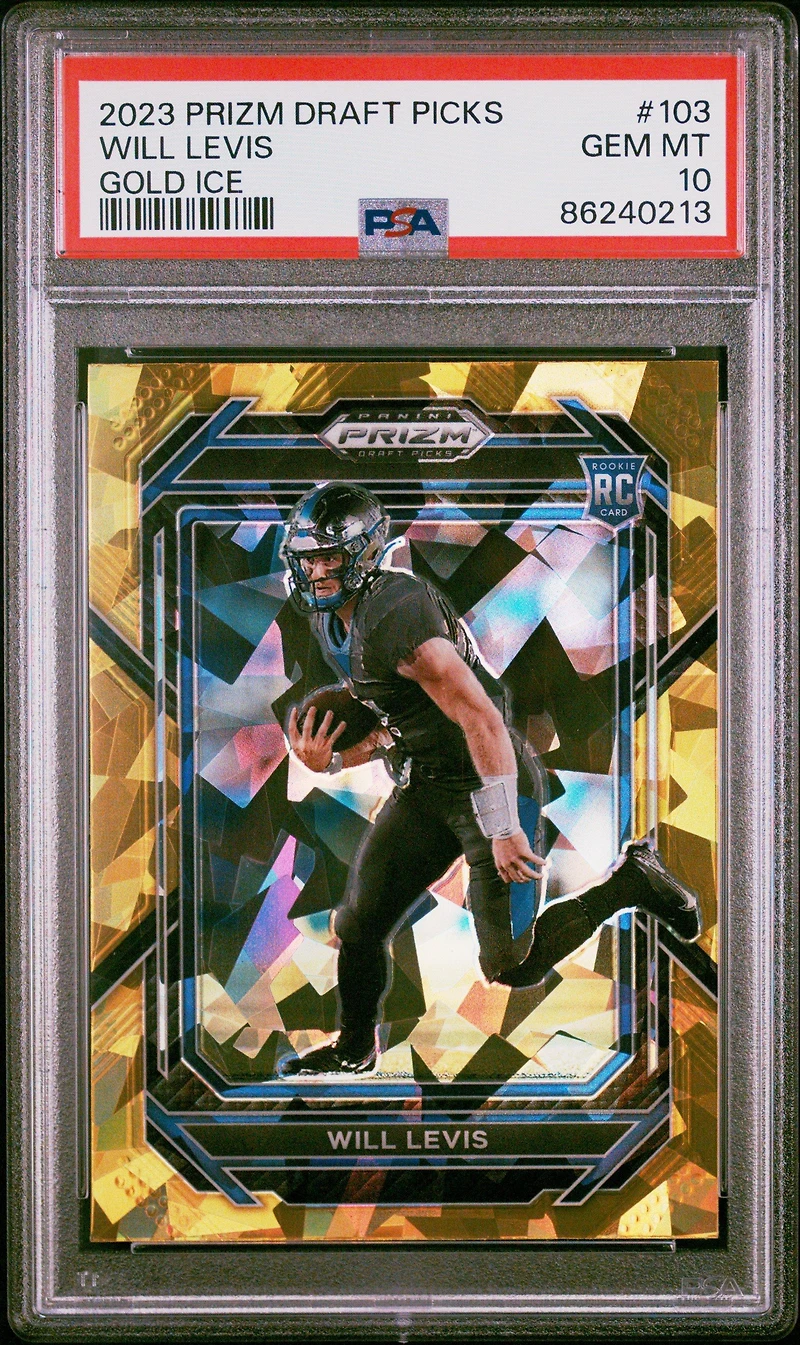 2023 Panini Prizm Draft Picks 103 Will Levis Gold Ice PSA 10