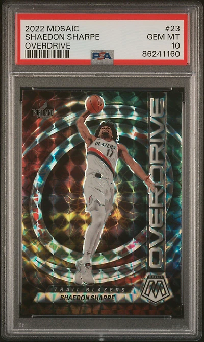 2022 Panini Mosaic Overdrive 23 Shaedon Sharpe PSA 10