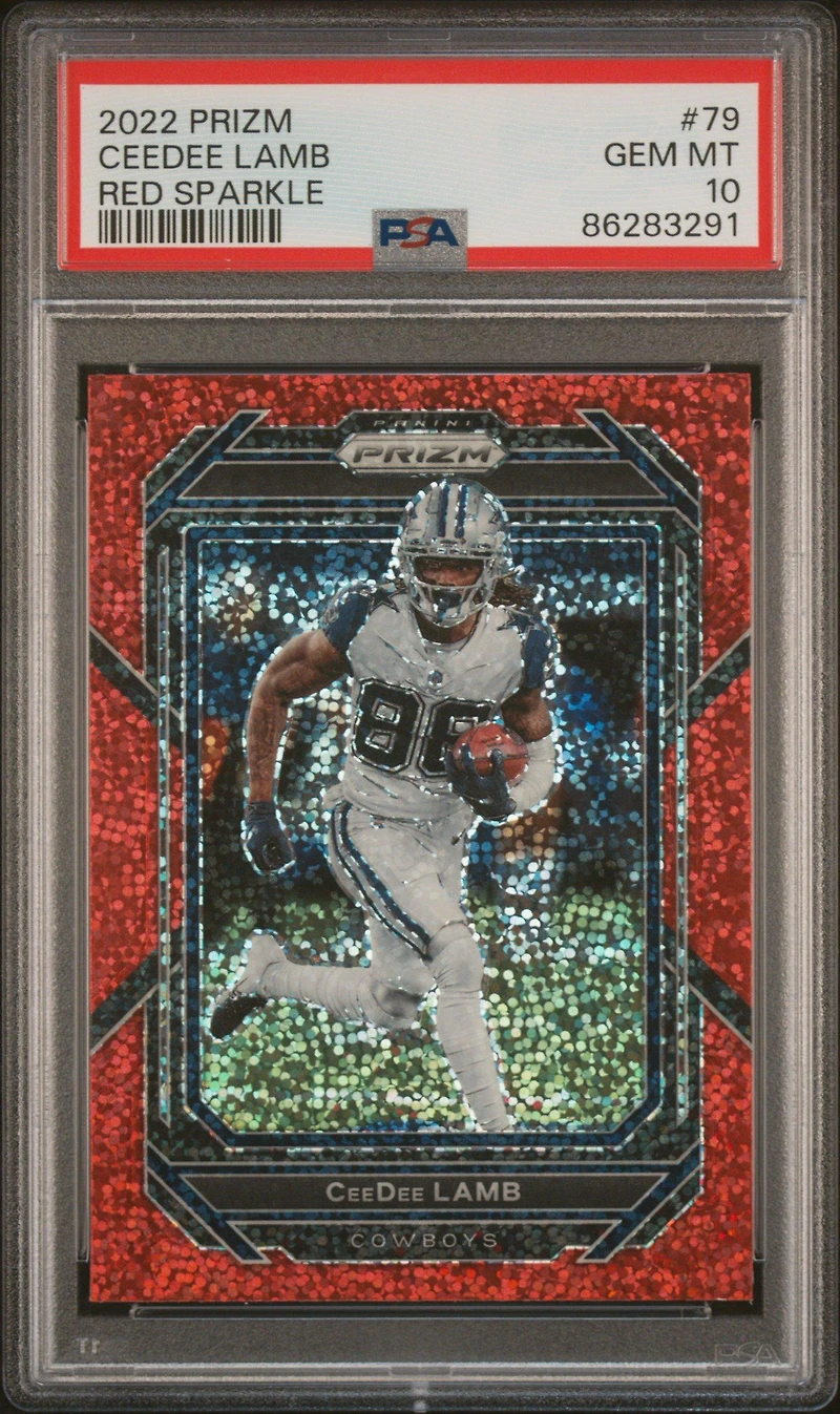 2022 Panini Prizm 79 Ceedee Lamb Red Sparkle PSA 10