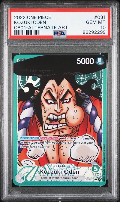 2022 One Piece Op01-romance Dawn 031 Kozuki Oden Alternate Art PSA 10