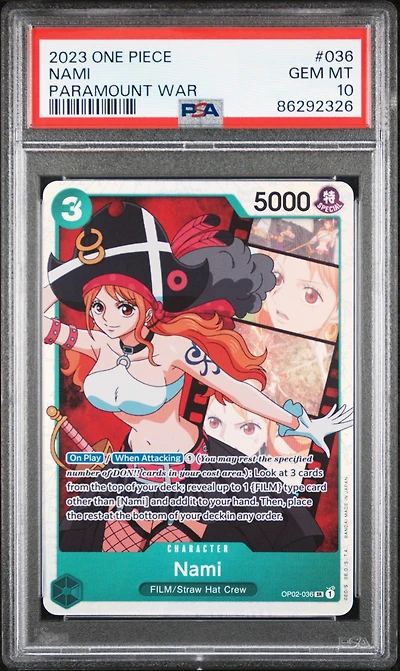 2023 One Piece Op02-paramount War 036 Nami PSA 10