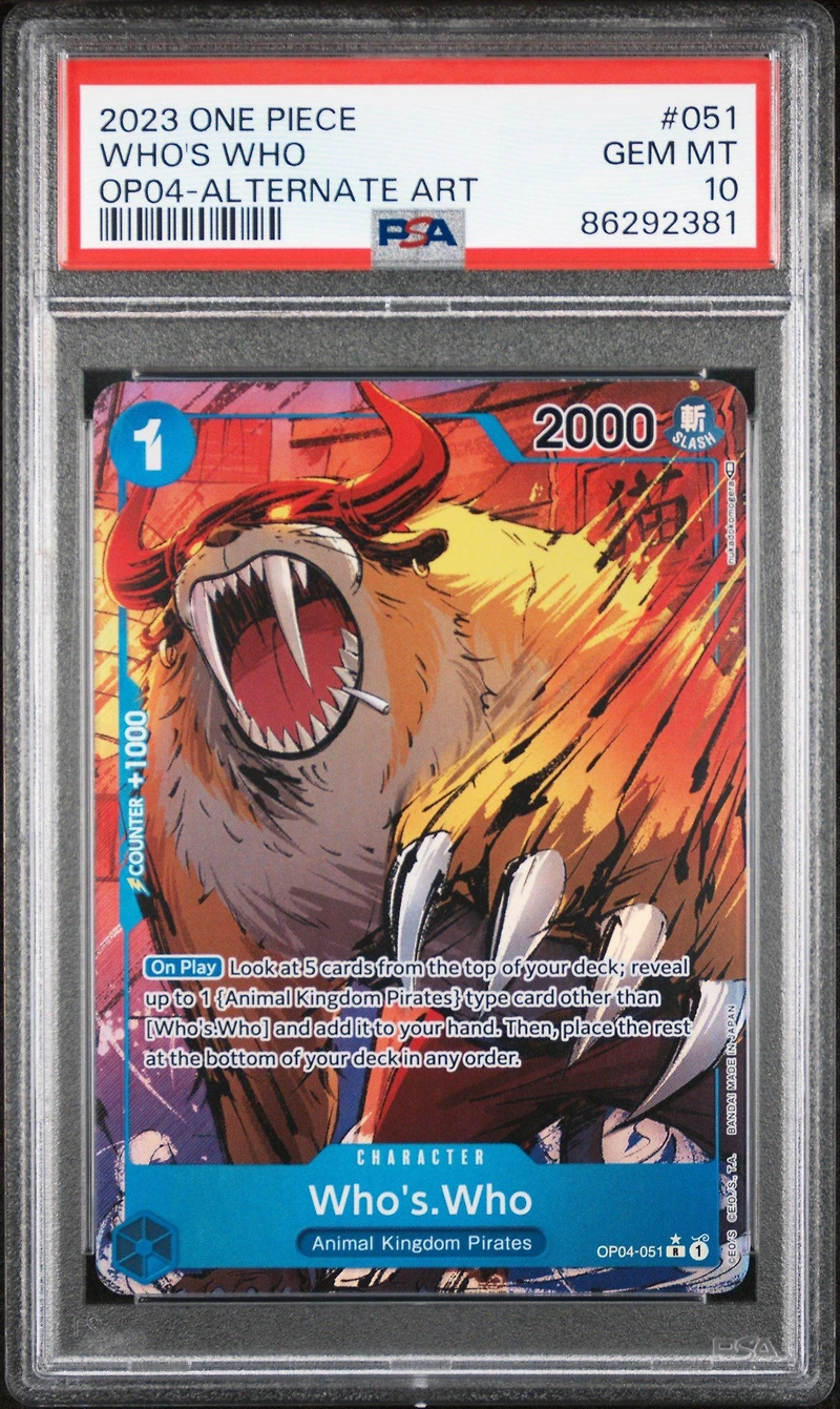 2023 One Piece Kingdoms Of Intrigue 051 Who's Who Alternate Art PSA 10