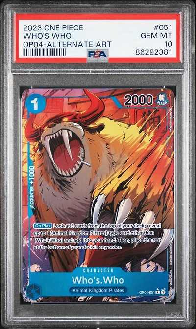 2023 One Piece Kingdoms Of Intrigue 051 Who's Who Alternate Art PSA 10