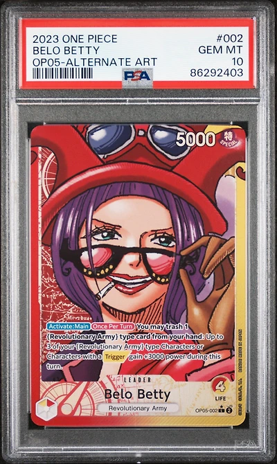 2023 One Piece Awakening Of The New Era 002 Belo Betty Alternate Art PSA 10