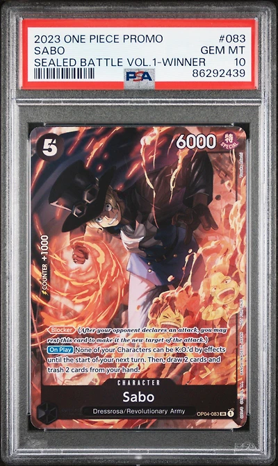 2023 One Piece Promos 083 Sabo Sealed Battle Vol.1-winner PSA 10