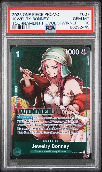 2023 One Piece Promos 007 Jewelry Bonney Tournament Pack Vol.3-winner PSA 10