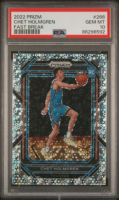 2022 Panini Prizm 266 Chet Holmgren Fast Break PSA 10