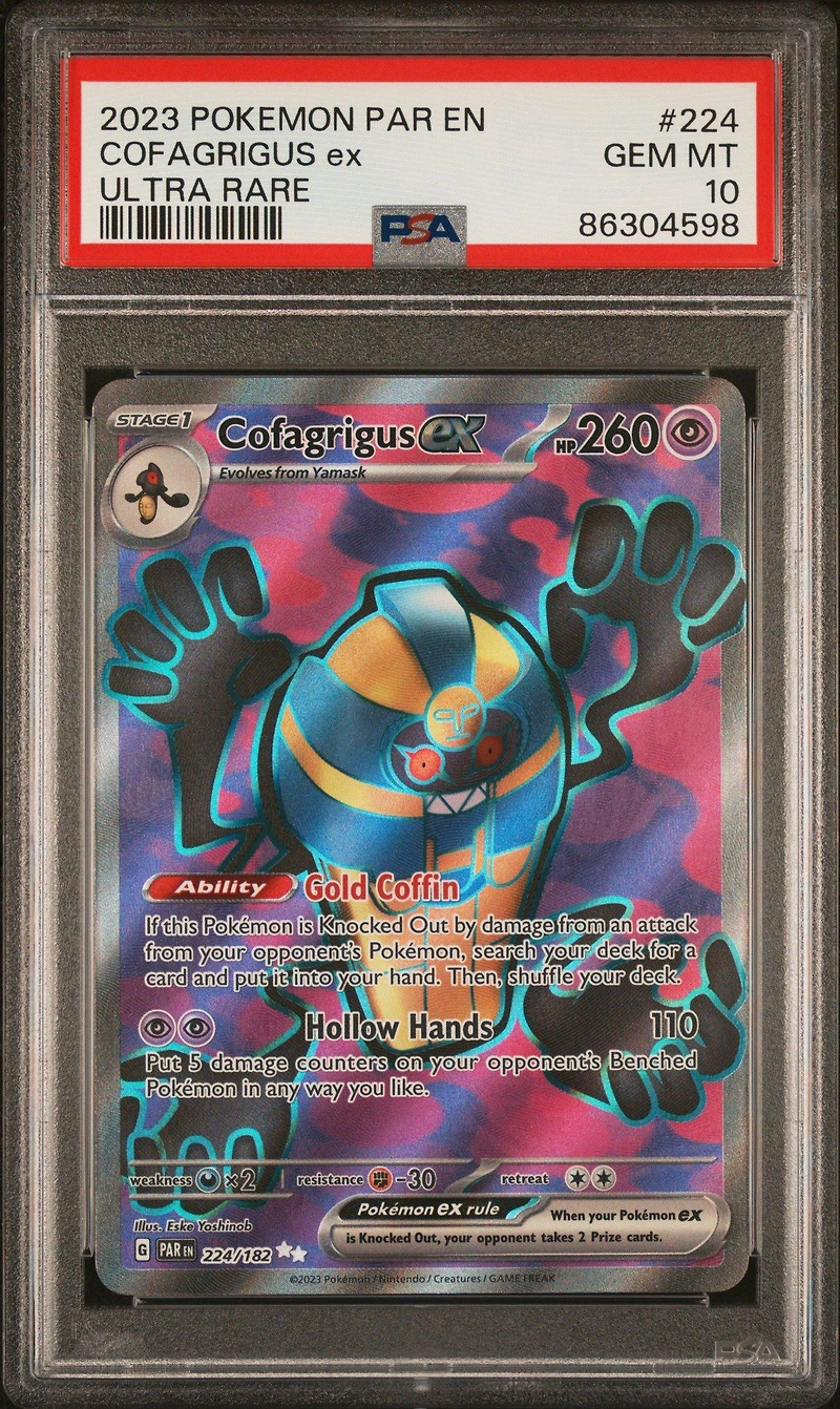2023 Pokemon Par En-paradox Rift 224 Cofagrigus Ex Ultra Rare PSA 10