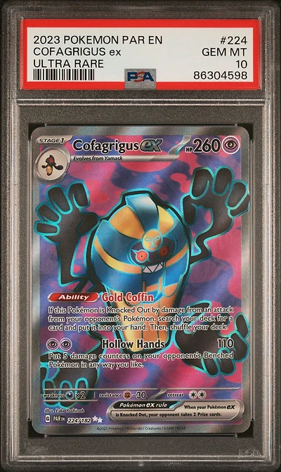 2023 Pokemon Par En-paradox Rift 224 Cofagrigus Ex Ultra Rare PSA 10
