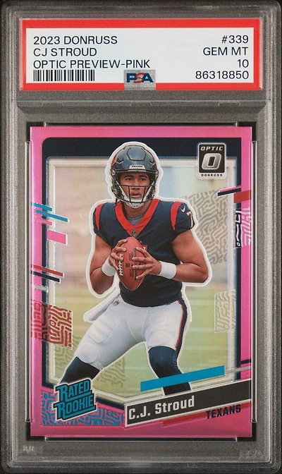2023 Panini Donruss 339 Cj Stroud Optic Preview-pink PSA