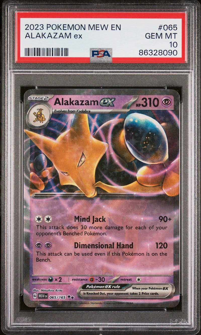 2023 Pokemon Mew En-151 065 Alakazam Ex PSA 10