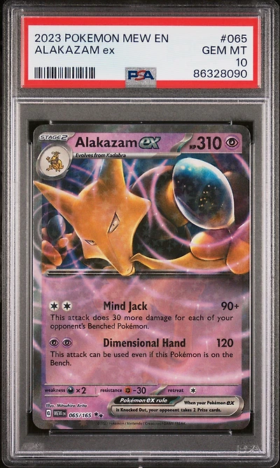 2023 Pokemon Mew En-151 065 Alakazam Ex PSA 10