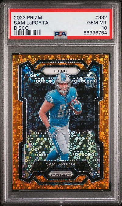 2023 Panini Prizm 332 Sam Laporta Disco Prizm PSA