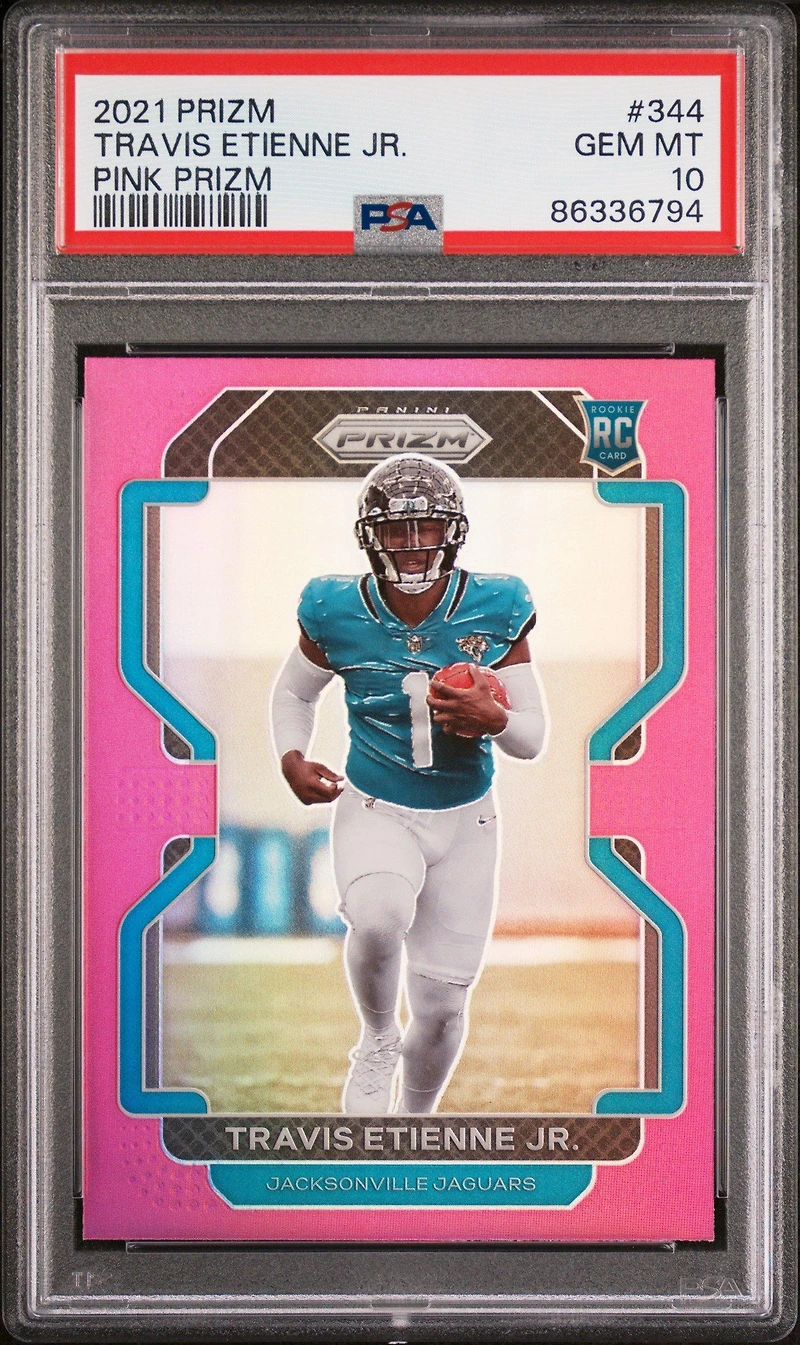 2021 Panini Prizm 344 Travis Etienne Jr. Pink Prizm PSA 10