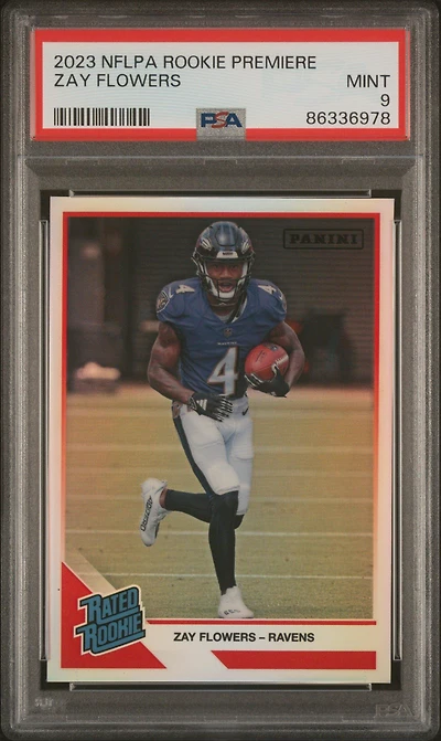 2023 Panini Nflpa Rookie Premiere Rated Rookies Zay Flowers PSA 9