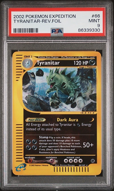 2002 Pokemon Expedition Tyranitar-reverse Foil PSA 9