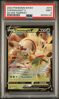 2022 Pokemon Sword & Shield Silver Tempest 015 Chesnaught V PSA 9