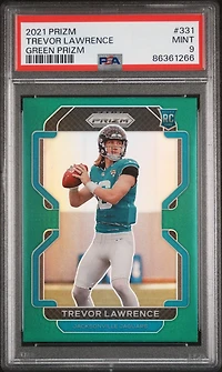 2021 Panini Prizm 331 Trevor Lawrence Green Prizm PSA 9