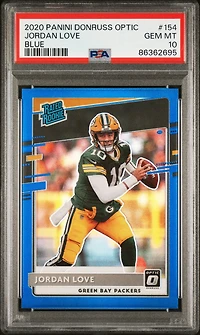 2020 Panini Donruss Optic 154 Jordan Love Blue PSA 10