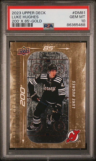 2023 Upper Deck 200' X 85' Dm81 Luke Hughes Gold PSA 10