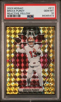 2023 Panini Mosaic 211 Brock Purdy Reactive Yellow PSA 10