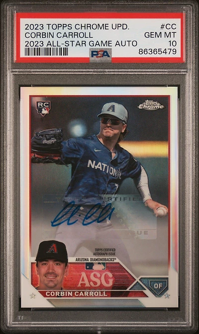 2023 Topps Chrome Update 2023 All-star Game Autograph Cc Corbin Carroll PSA 10