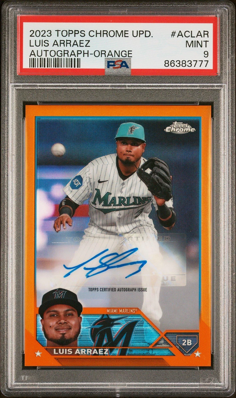 2023 Topps Chrome Update Autograph Aclar Luis Arraez Refractor PSA