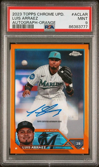 2023 Topps Chrome Update Autograph Aclar Luis Arraez Refractor PSA