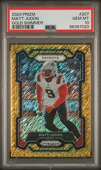 2023 Panini Prizm 207 Matt Judon Gold Shimmer PSA 10