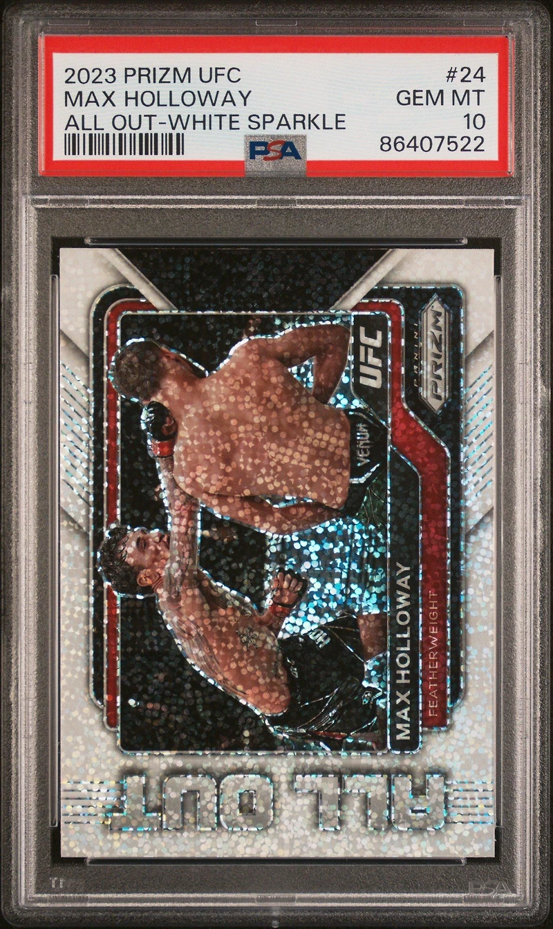 2023 Panini Prizm Ufc All Out 24 Max Holloway White Sparkle PSA 10