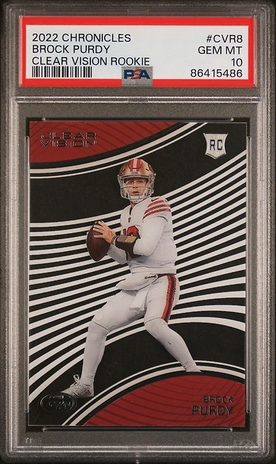 2022 Panini Chronicles Clear Vision Rookies Cvr8 Brock Purdy PSA 10
