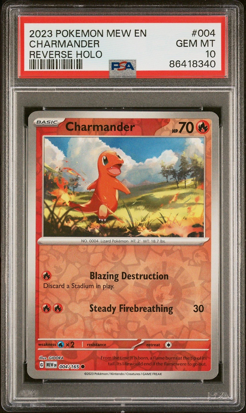 2023 Pokemon Mew En-151 004 Charmander Reverse Holo PSA 10