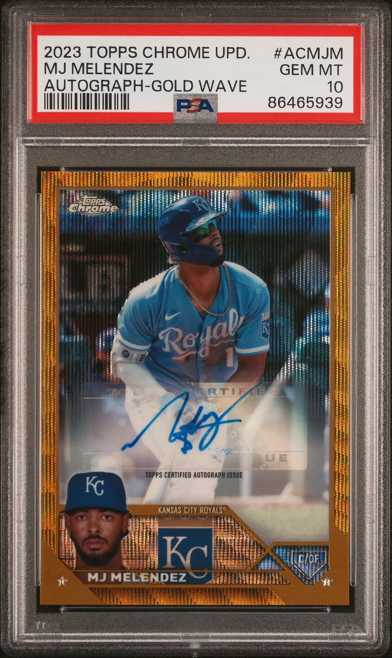 2023 Topps Chrome Update Autograph Acmjm Mj Melendez Gold Wave Refractor PSA 10