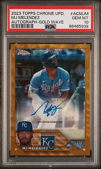 2023 Topps Chrome Update Autograph Acmjm Mj Melendez Gold Wave Refractor PSA 10