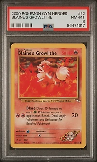 2000 Pokemon Gym Heroes 62 Blaine's Growlithe PSA 8
