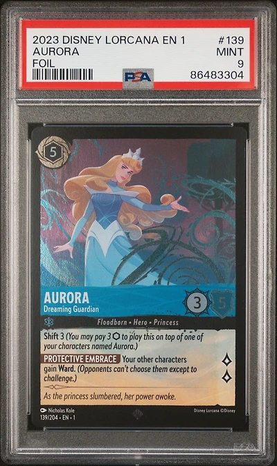 2023 Disney Lorcana En 1-the First Chapter 139 Aurora - Dreaming Guardian Foil PSA 9
