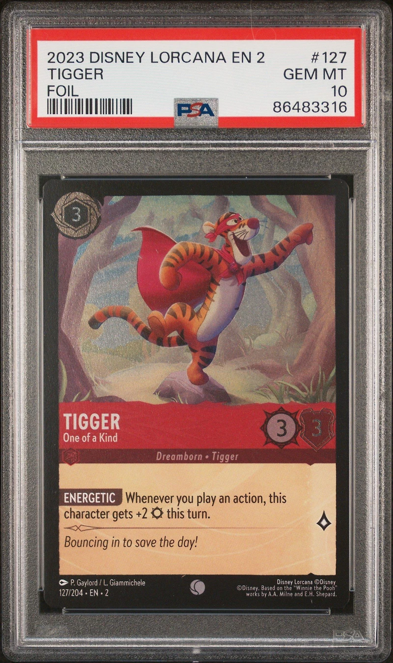 2023 Disney Lorcana En 2-rise Of The Floodborn 127 Tigger - One Of A Kind Foil PSA 10