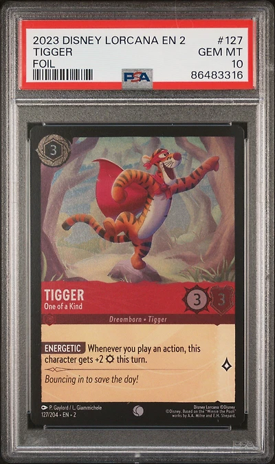 2023 Disney Lorcana En 2-rise Of The Floodborn 127 Tigger - One Of A Kind Foil PSA 10