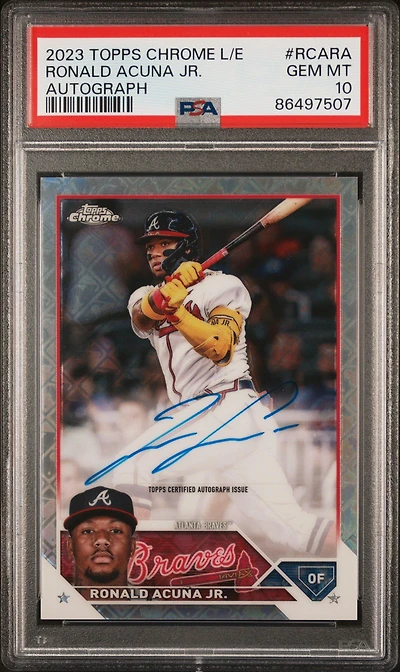 2023 Topps Chrome Logofractor Edition Refractor Chrome Autograph Rcara Ronald Acuna Jr. PSA 10