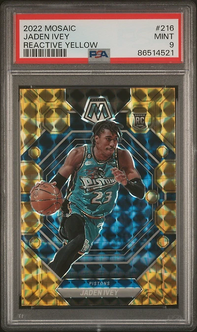 2022 Panini Mosaic 216 Jaden Ivey Reactive Yellow PSA 9