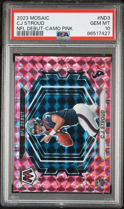 2023 Panini Mosaic Nfl Debut Nd3 Cj Stroud Camo Pink PSA