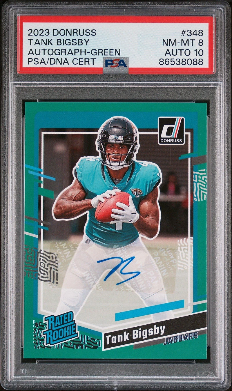 2023 Panini Donruss 348 Tank Bigsby Autograph-green PSA 8