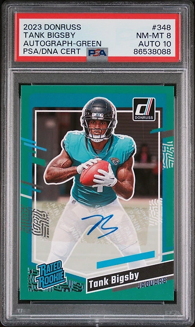 2023 Panini Donruss 348 Tank Bigsby Autograph-green PSA 8