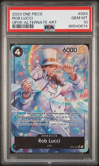2023 One Piece Op05-awakening Of The New Era 093 Rob Lucci Alternate Art PSA 10